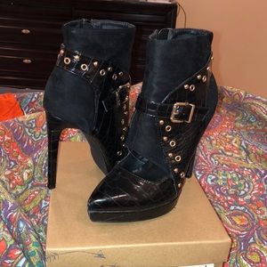 Black crocodile pump booties. Only worn once!